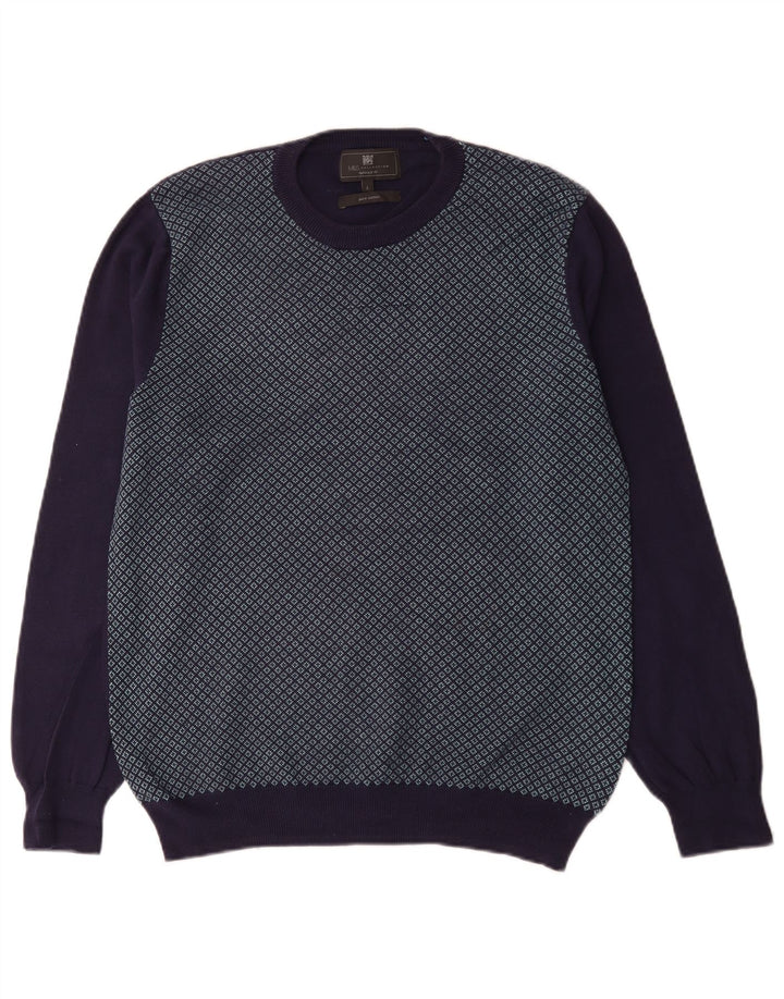 Maglione maglione girocollo da uomo Marks & Spencer su misura grande blu navy