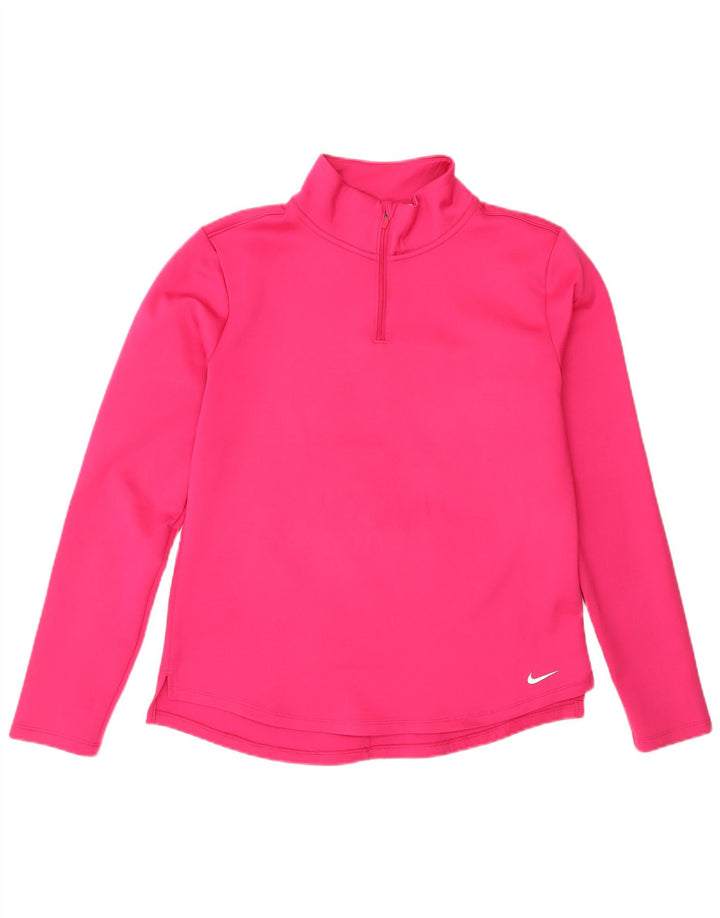 Top della tuta da ginnastica Nike da donna con collo e zip UK 14 rosa medio