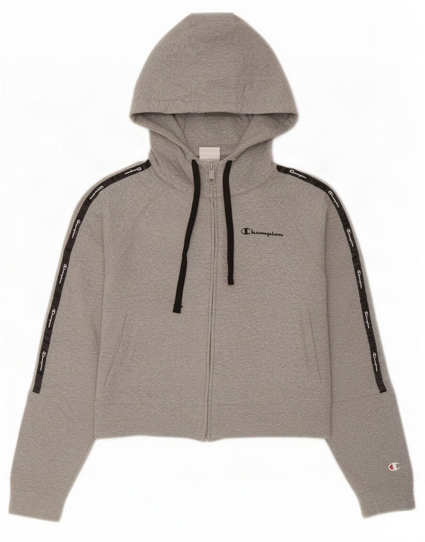 Maglione con cappuccio e zip corta da donna Champion UK 12 Blocco colore grigio medio