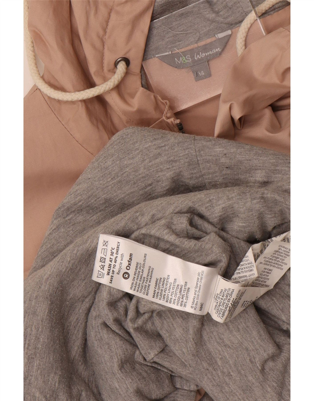 Giacca Parka con cappuccio da donna Marks & Spencer UK 14 grande cotone rosa