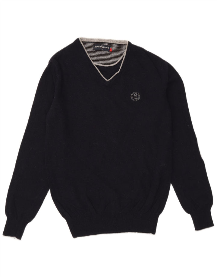 Maglione da uomo con scollo a V Henri Lloyd, lana nera media