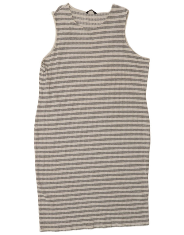 Abito aderente senza maniche da donna Marks & Spencer UK 22 3XL Grigio a righe