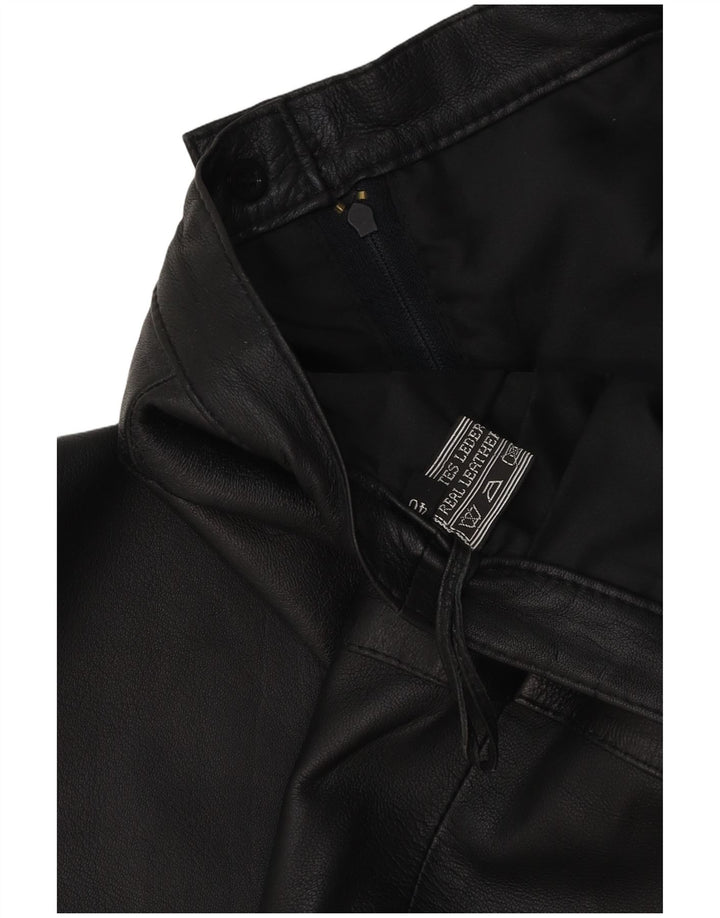 Gonna in pelle da donna vintage EU 40 media W30 in pelle nera