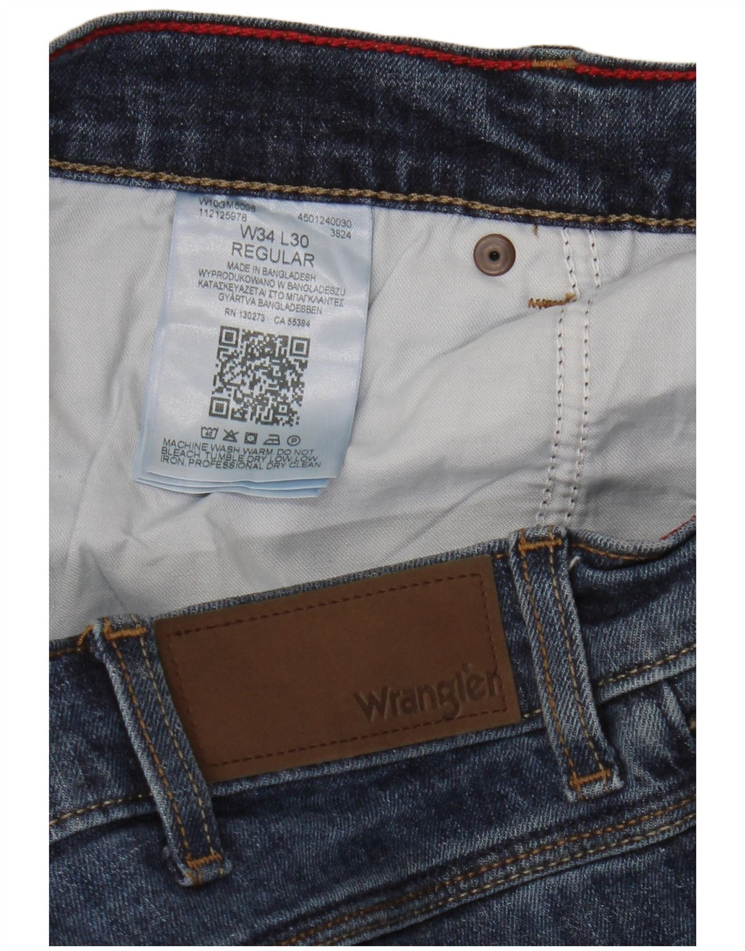 Jeans dritti regolari da uomo Wrangler W34 L30 cotone blu