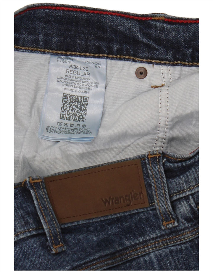 Jeans dritti regolari da uomo Wrangler W34 L30 cotone blu