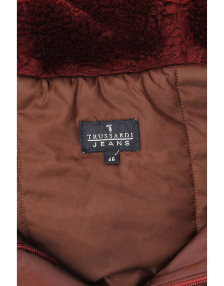 Cappotto Donna Trussardi con Cappuccio IT 46 Large Bordeaux Poliestere