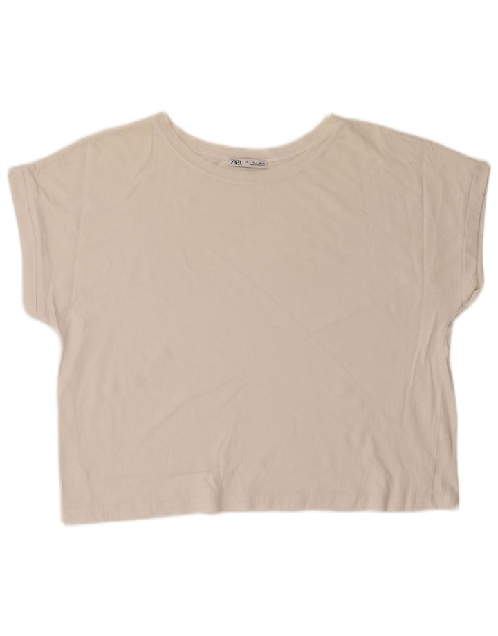 T-shirt corta da donna Zara UK 16 grande bianca