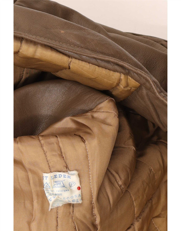 Giacca in pelle vintage da uomo IT 46 piccola marrone