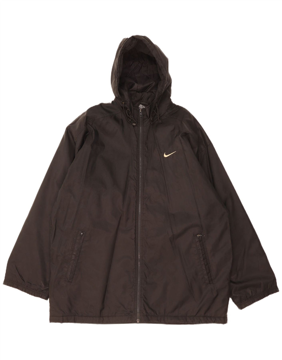 Giacca a vento con cappuccio grafica Nike da uomo UK 42/44 grande poliestere nero