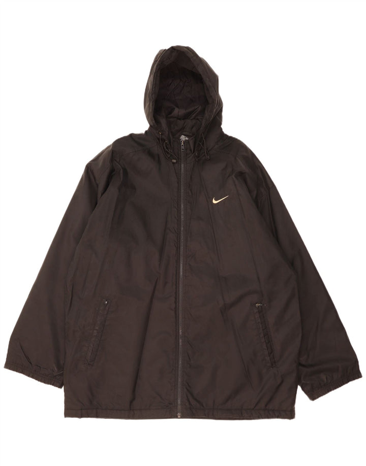 Giacca a vento con cappuccio grafica Nike da uomo UK 42/44 grande poliestere nero