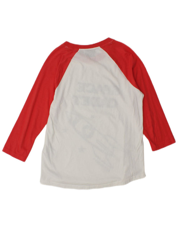 Top grafico da donna Superdry manica 3/4 UK 8 Small cotone color block bianco