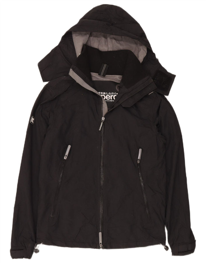 Giacca a vento con cappuccio da donna Superdry UK 14 nylon nero medio