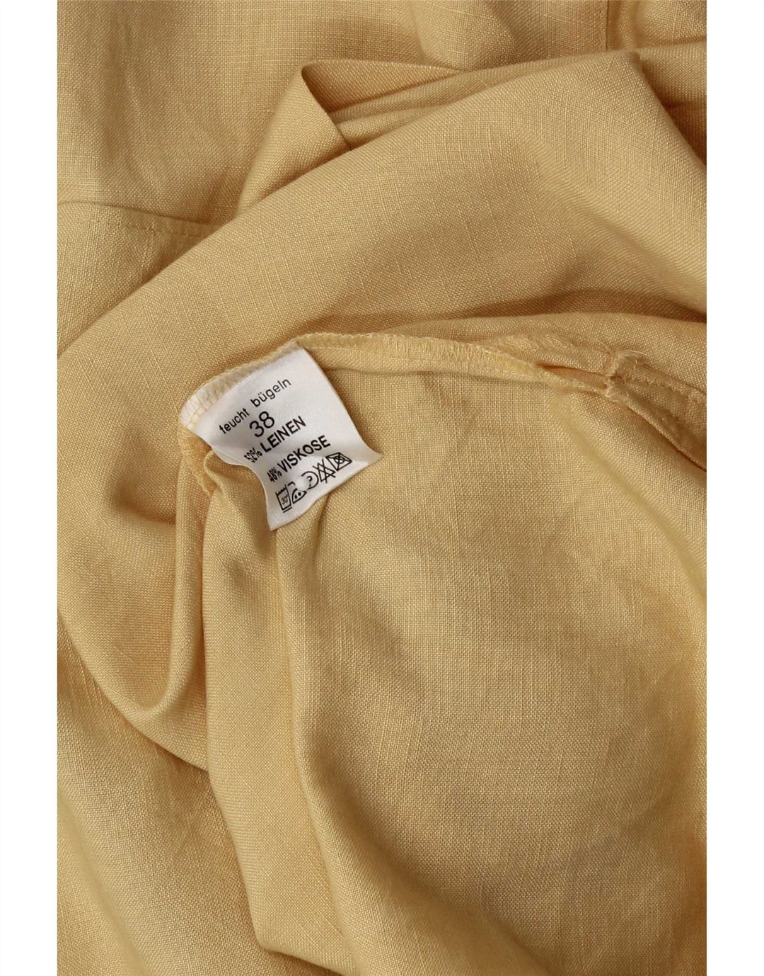 Camicia lunga da donna vintage a maniche lunghe EU 38 Lino giallo medio