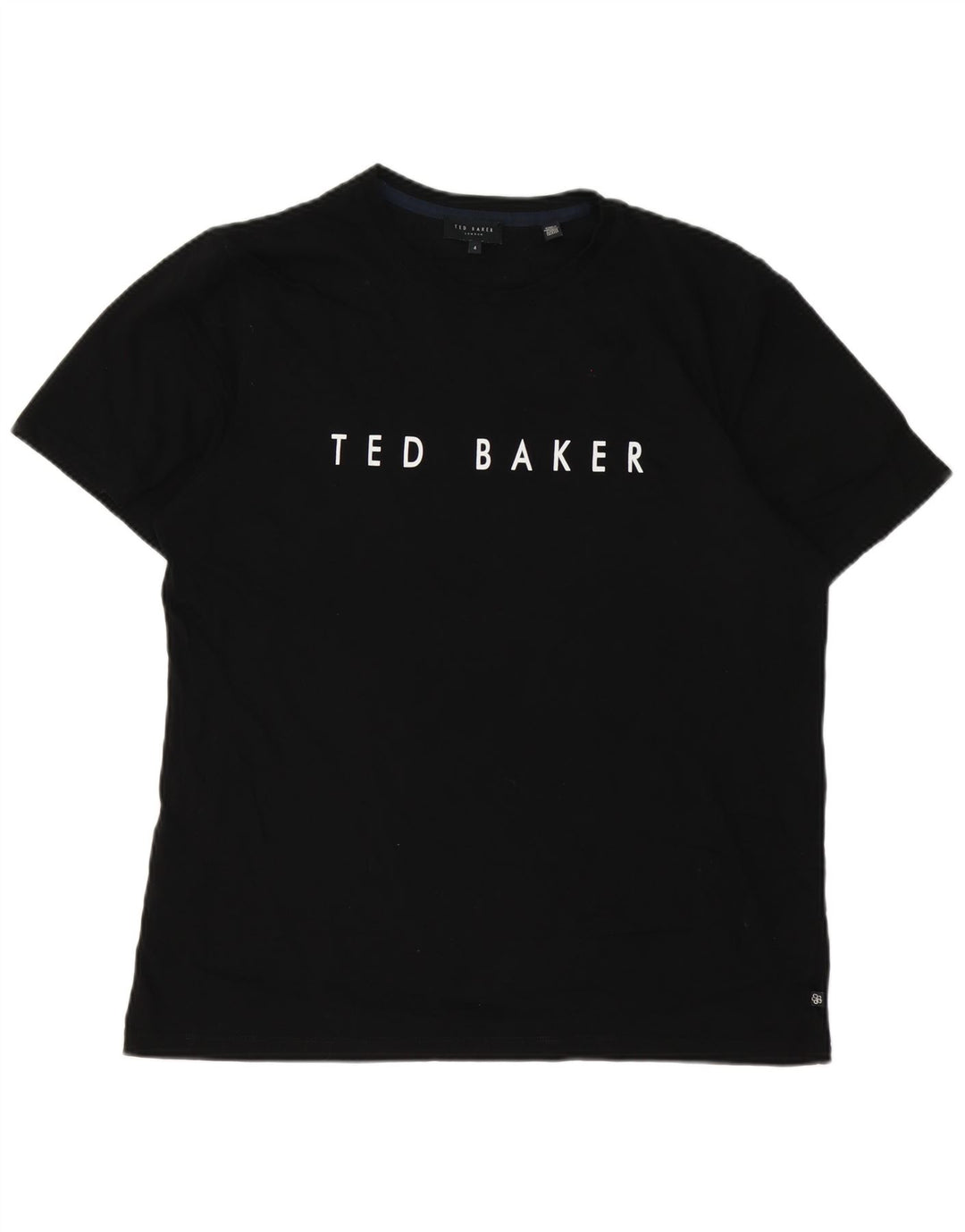 T-shirt grafica da uomo Ted Baker taglia 4 grande in cotone nero