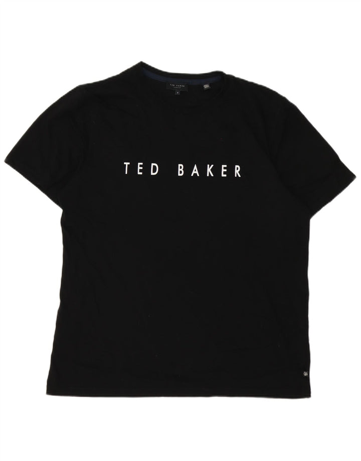 T-shirt grafica da uomo Ted Baker taglia 4 grande in cotone nero