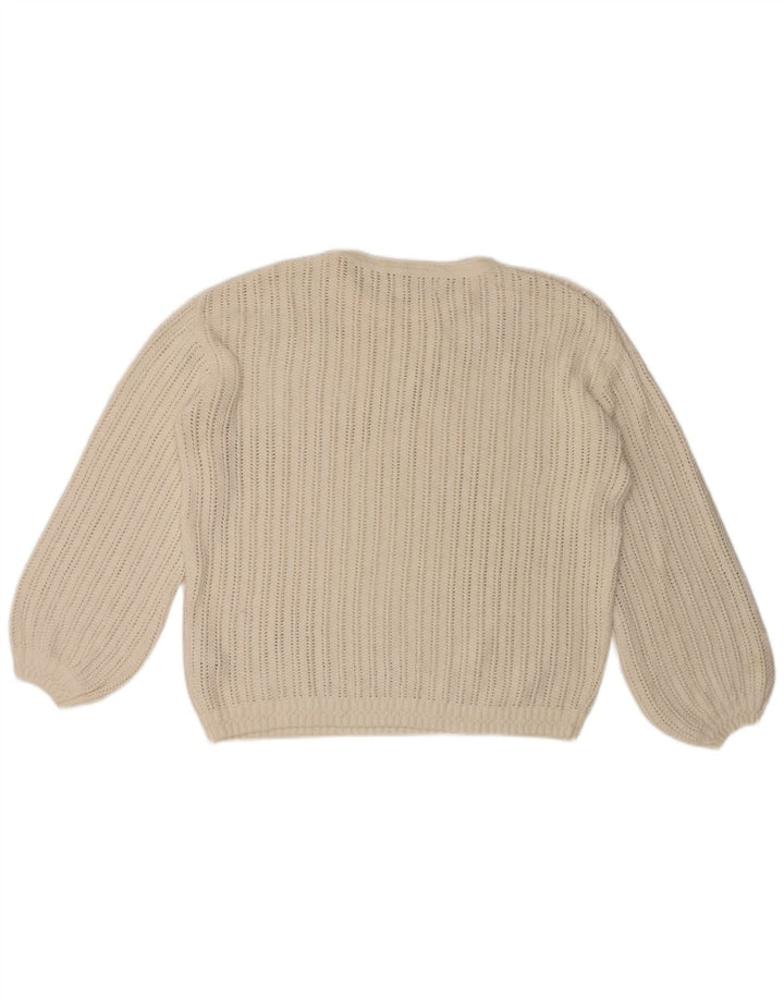 Maglione maglione girocollo oversize da donna Fat Face UK 12 Medio Bianco