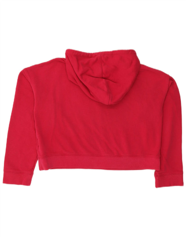 Maglione con cappuccio grafico oversize da donna ADIDAS corto UK 8 piccolo cotone rosa