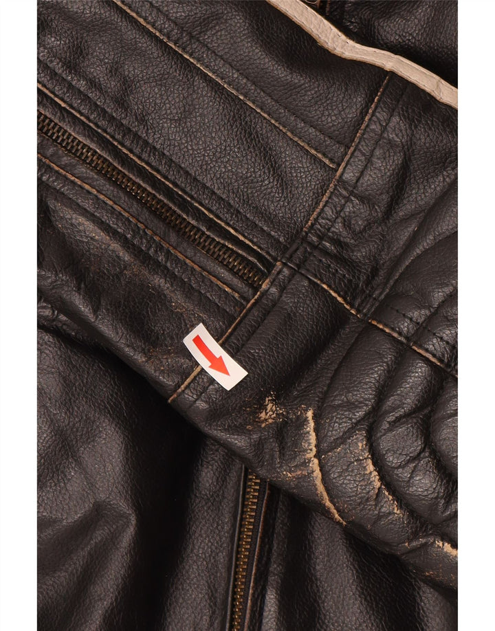 Giacca in pelle Moto Racer da donna Mission UK 40 Grande pelle a righe nere