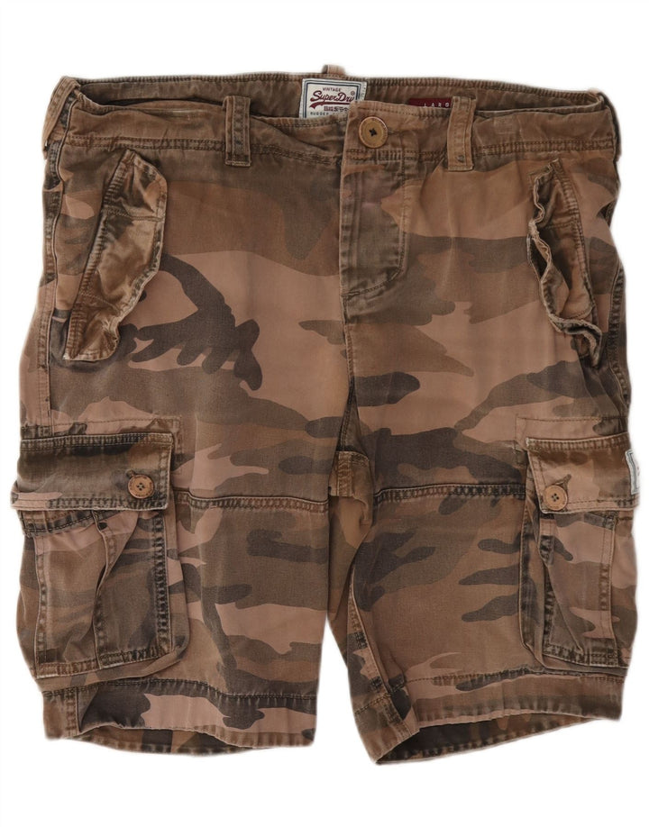 Pantaloncini cargo da uomo Superdry Large W36 in cotone mimetico marrone