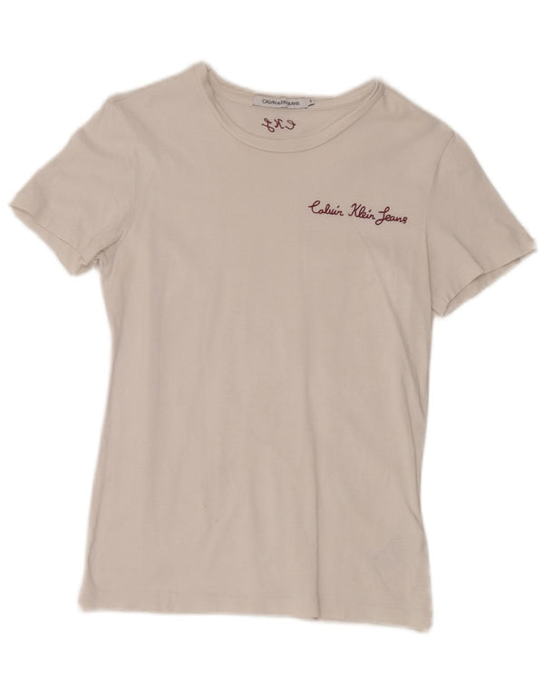 Maglietta da donna Calvin Klein Jeans Top UK 8 piccola in cotone bianco