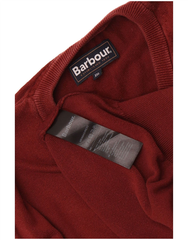 Maglione maglione con scollo a V da uomo Barbour 2XL cotone marrone