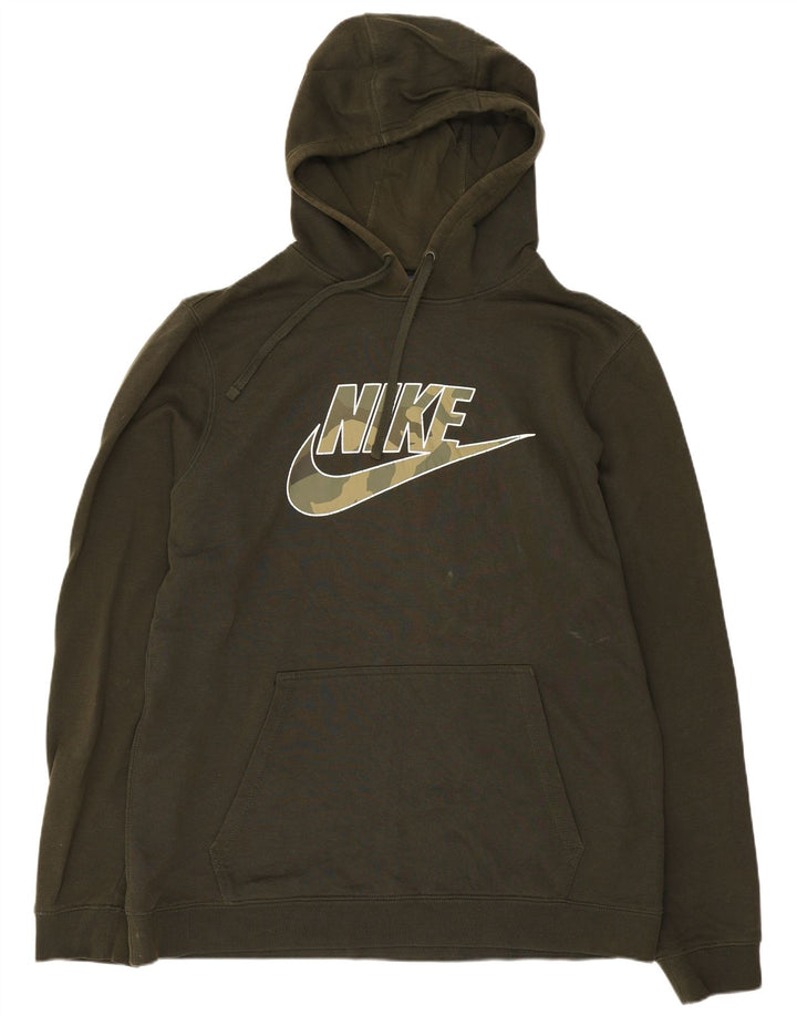 Felpa con cappuccio grafica Nike da uomo grande color kaki