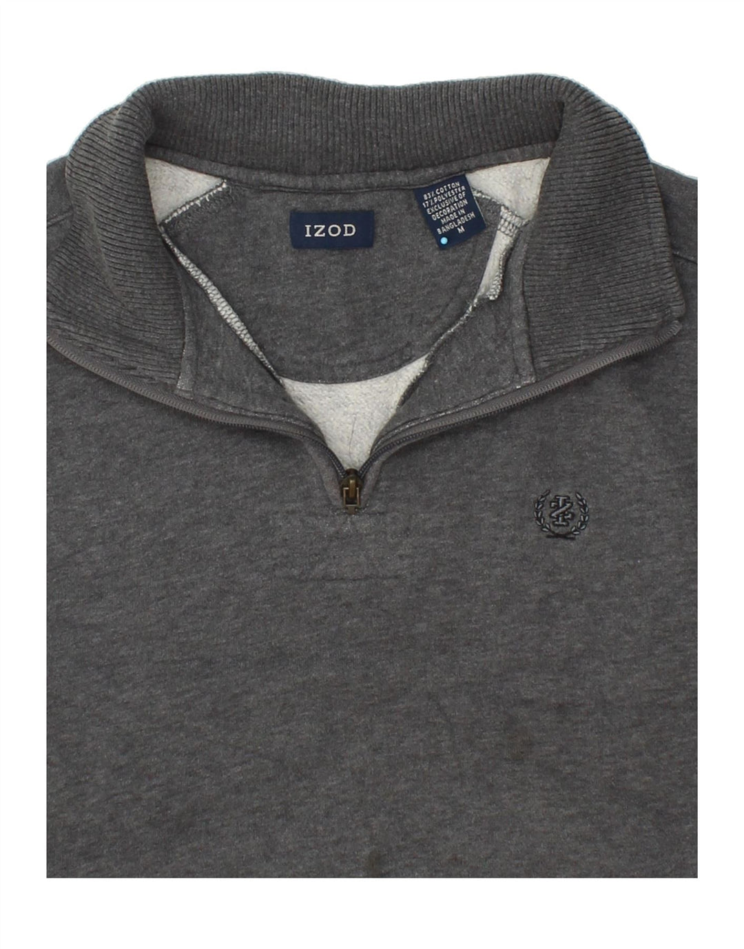 IZOD Mens Zip Neck Sweatshirt Jumper Medium Grey Cotton Vintage Izod and Second-Hand Izod from Messina Hembry 