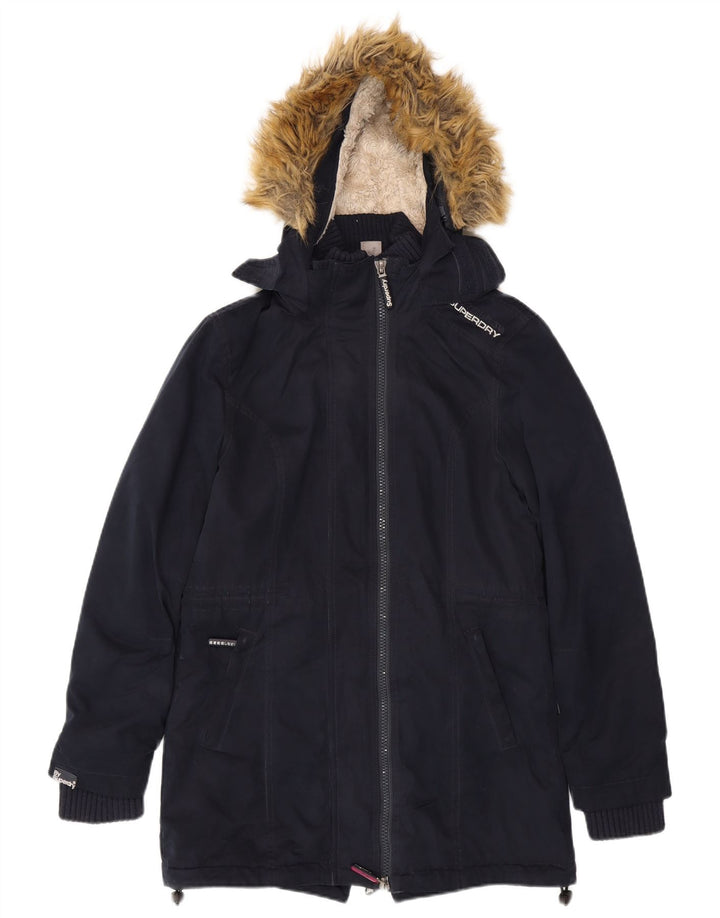 Giacca Parka con cappuccio Windparka da donna Superdry UK 14 medio blu navy
