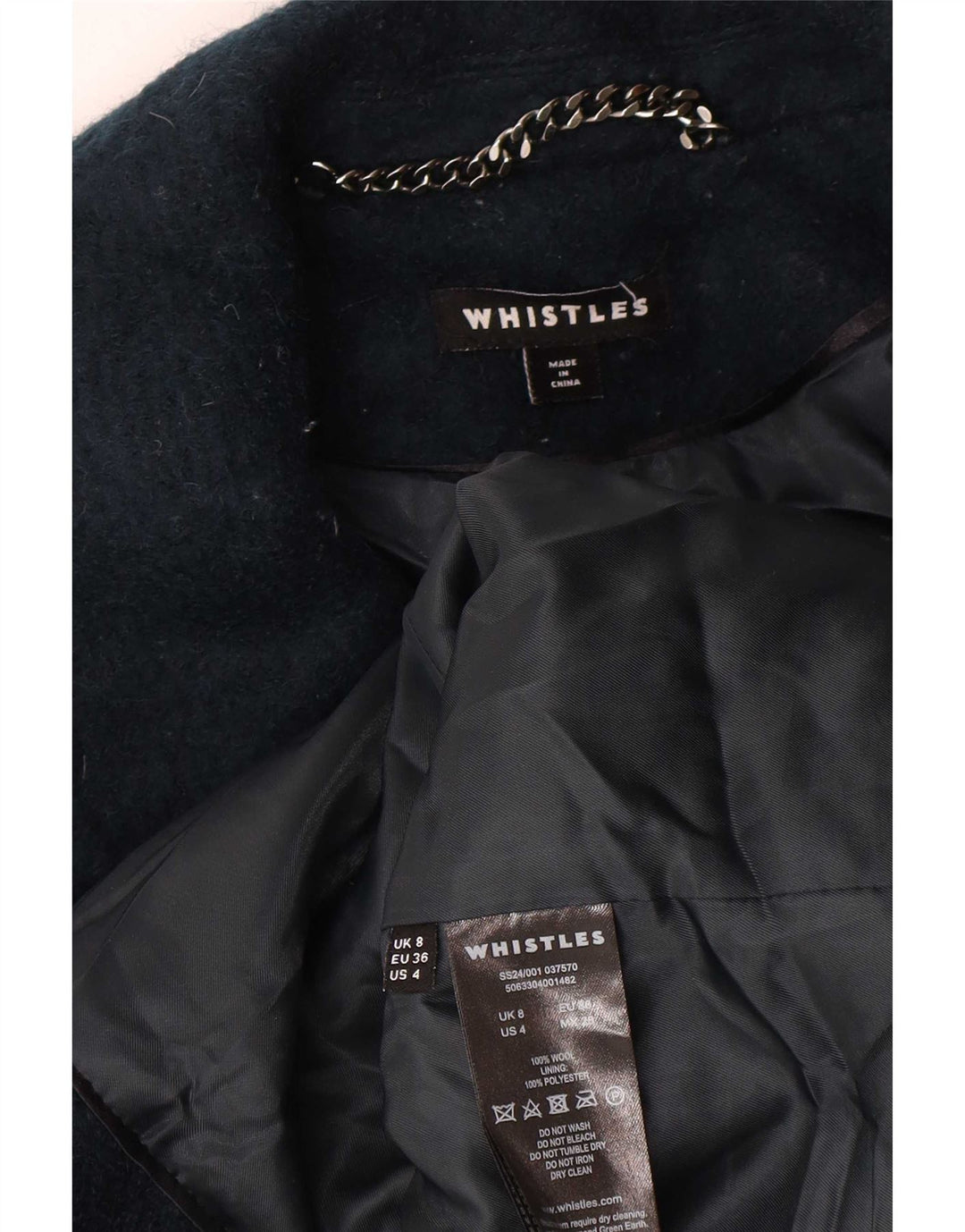 Soprabito oversize da donna Whistles UK 8 Small Lana blu navy