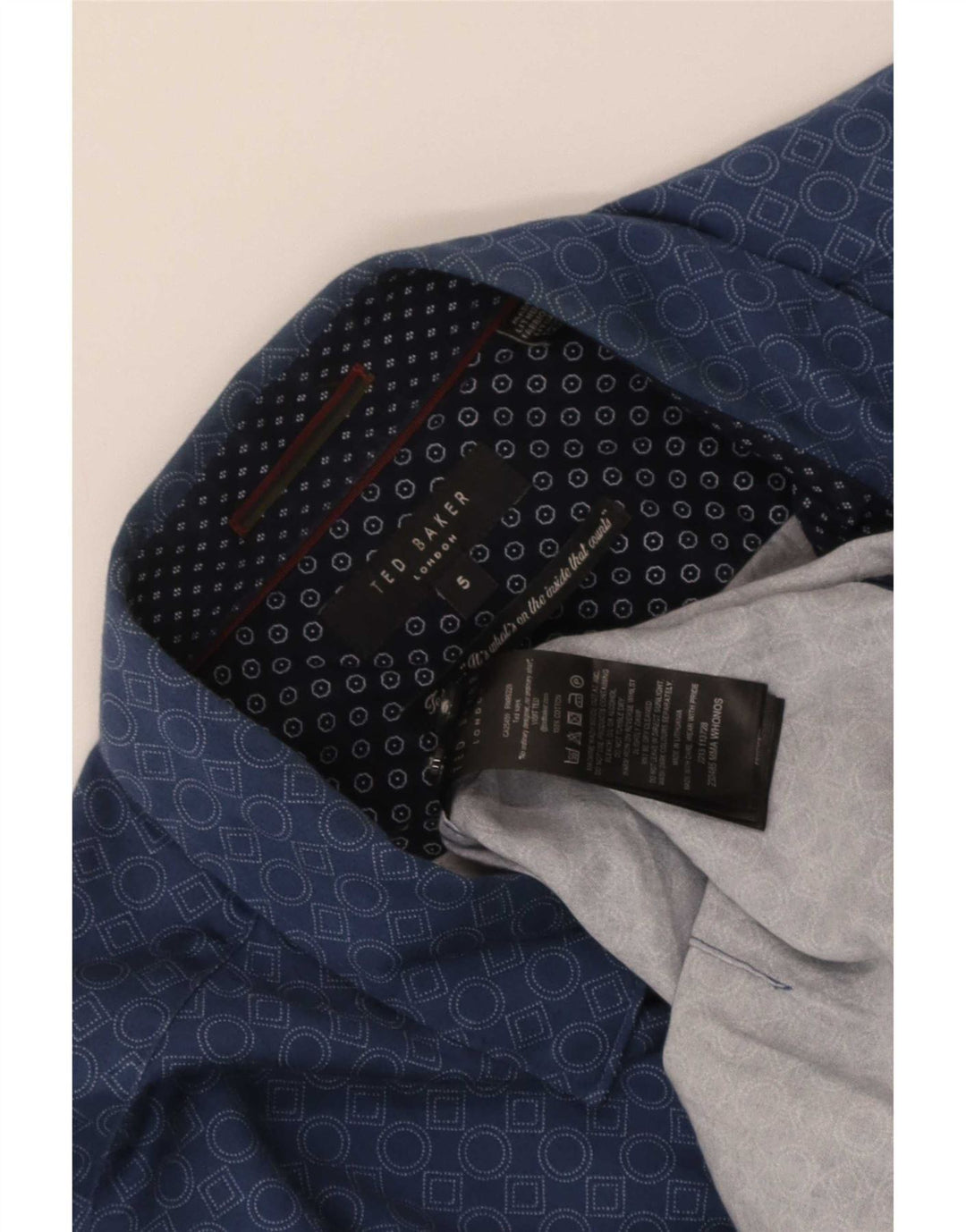 Ted Baker Camicia da uomo Taglia 5 XL Cotone geometrico blu