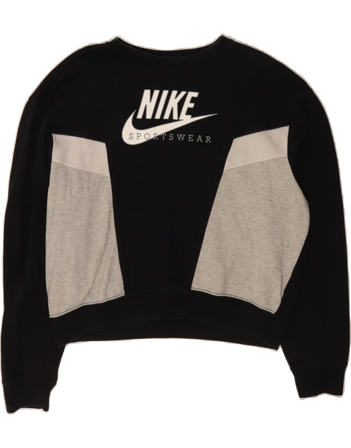 NIKE Womens Oversized Sweatshirt Jumper UK 10 Small Black Colourblock Vintage Nike and Second-Hand Nike from Messina Hembry 