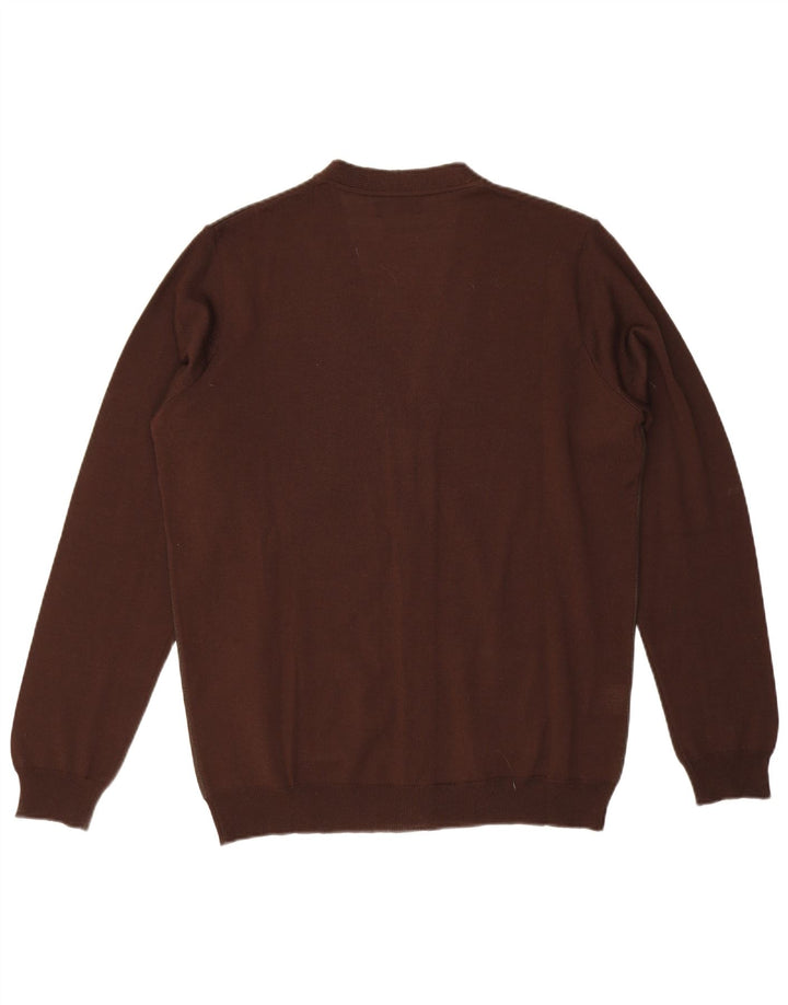 Maglione cardigan da uomo vintage in lana marrone medio