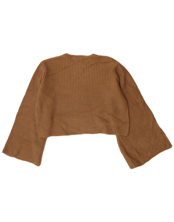 Maglione corto girocollo da donna Zara UK 14 Acrilico beige medio
