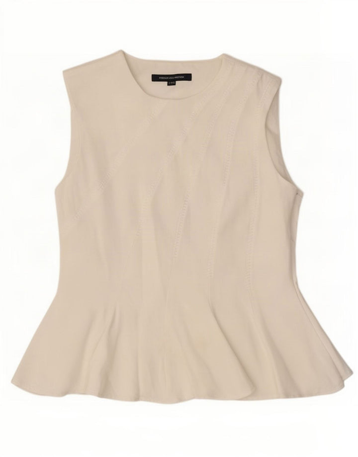 Top camicetta senza maniche da donna French Connection UK 12 Viscosa bianca media