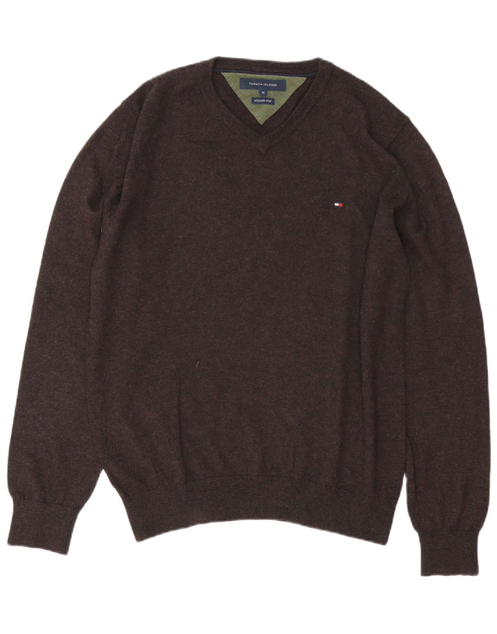 Tommy Hilfiger Uomo Maglione con scollo a V Maglione in lana marrone medio