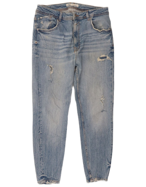 Jeans Zara da uomo affusolati effetto consumato EU 46 XL W36 L26 Blu