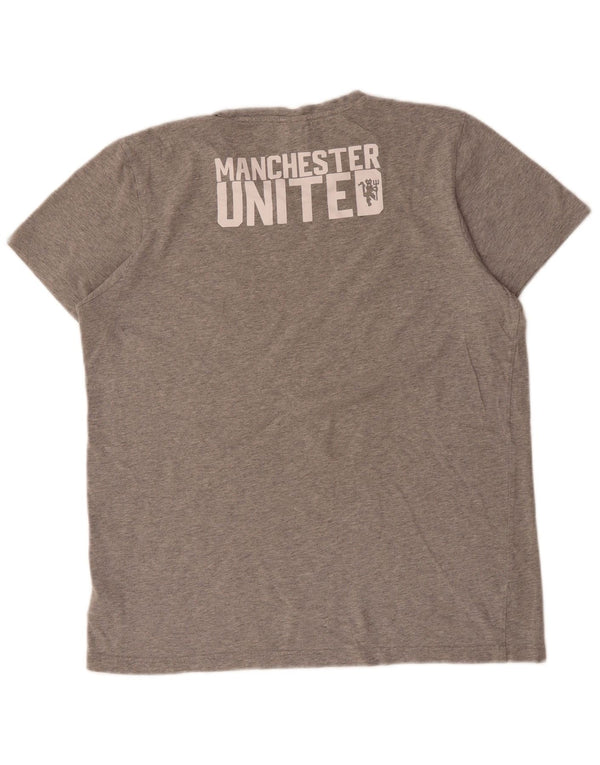 Adidas Uomo Manchester United Graphic T-shirt Top Large in cotone grigio