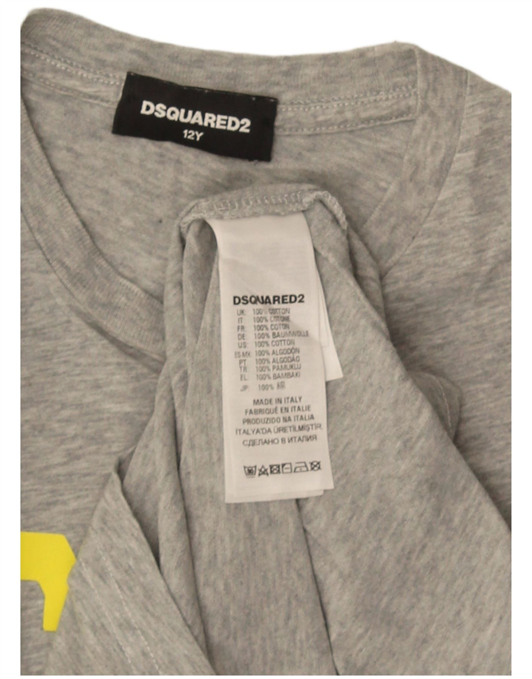 T-shirt grafica per ragazzi Dsquared2 Top 11-12 anni in cotone chiazzato grigio