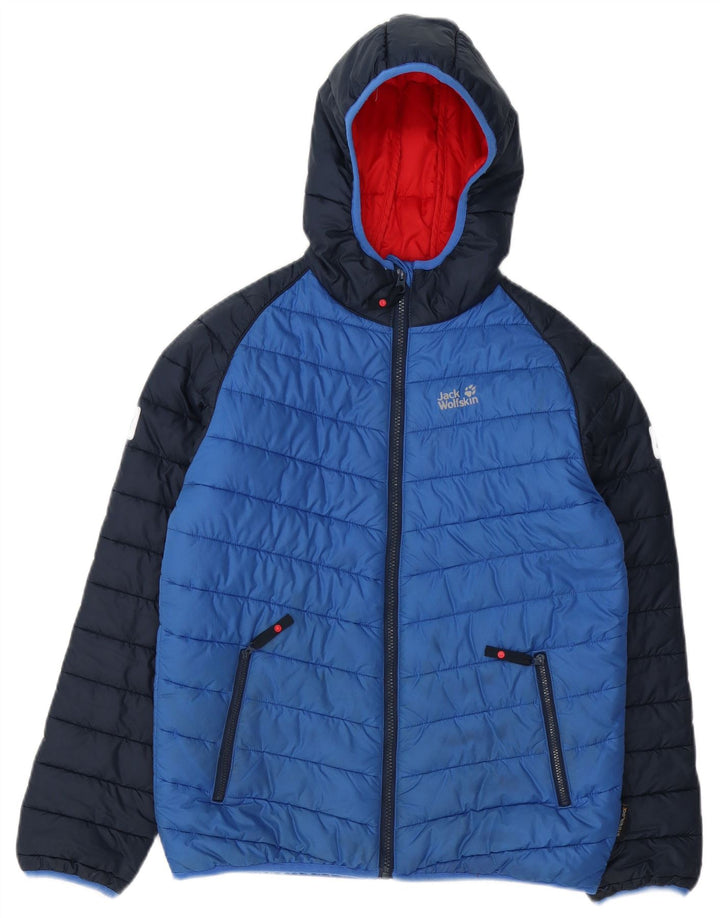 Giacca imbottita con cappuccio Jack Wolfskin per ragazzi 13-14 anni in poliestere blu