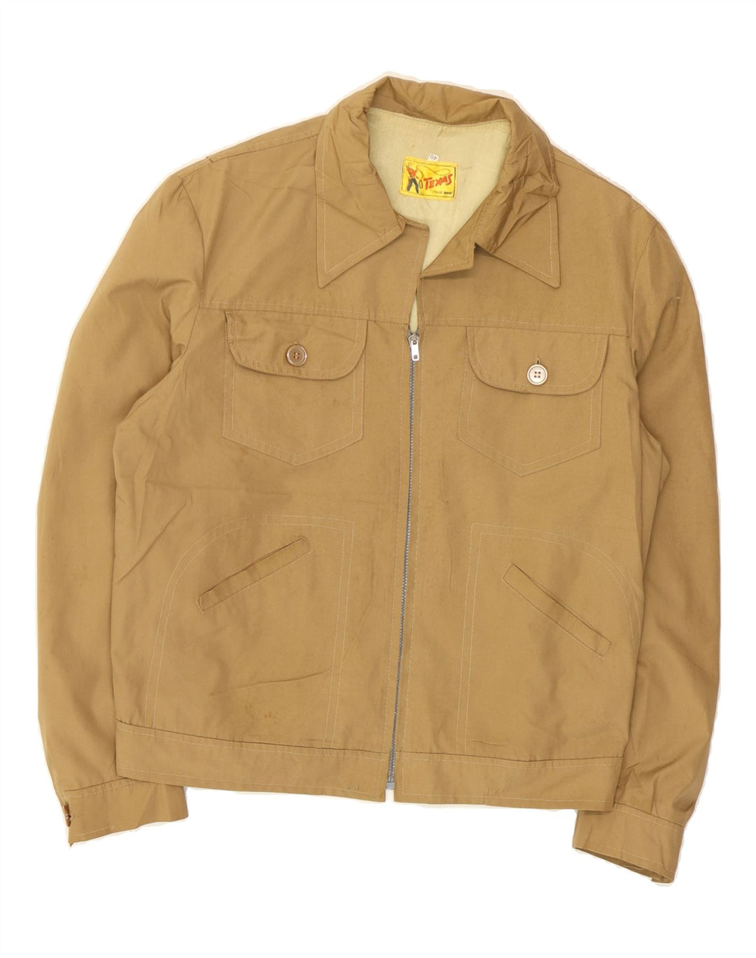 VINTAGE Womens Bomber Jacket IT 48 XL Beige Vintage Vintage and Second-Hand Vintage from Messina Hembry 