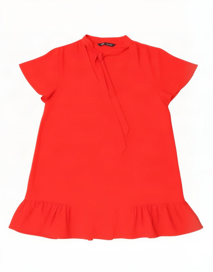 Abito a trapezio da donna Zara UK 16 grande rosso poliestere