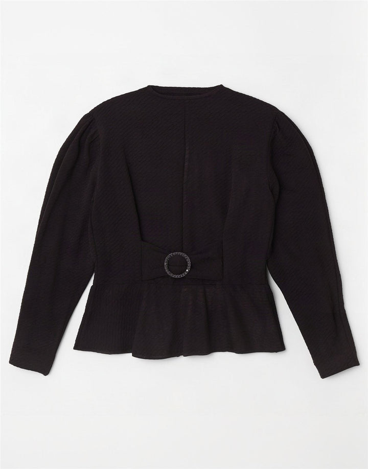 Camicetta camicia vintage da donna UK 12 media nera