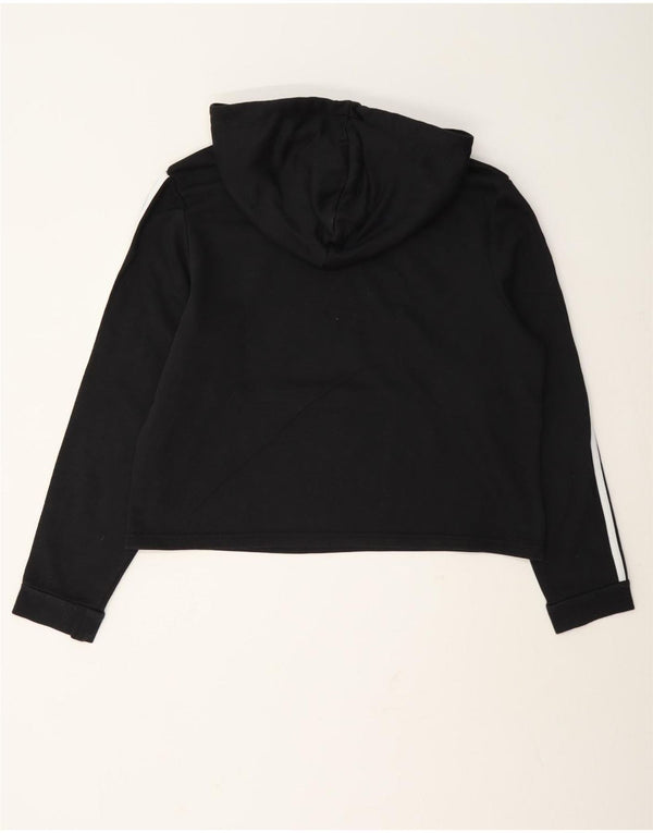 Maglione con cappuccio grafico corto da donna Adidas UK 16/18 grande cotone nero