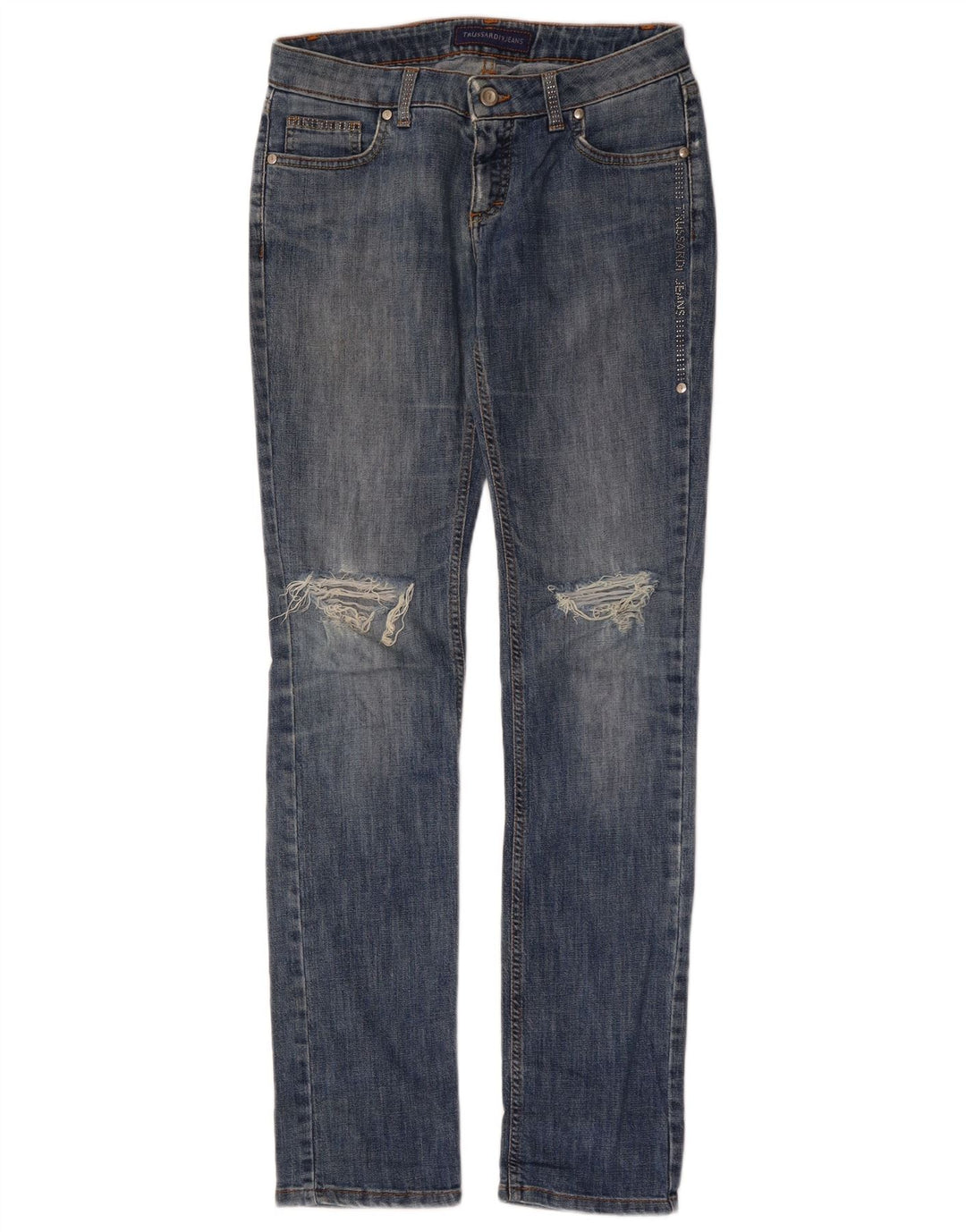 Jeans TRUSSARDI Slim Distressed Donna W27 L33 Blu Cotone