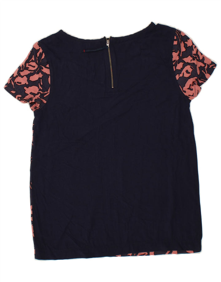 TOMMY HILFIGER Womens Abstract Pattern Blouse Top UK 10 Small Navy Blue Vintage Tommy Hilfiger and Second-Hand Tommy Hilfiger from Messina Hembry 