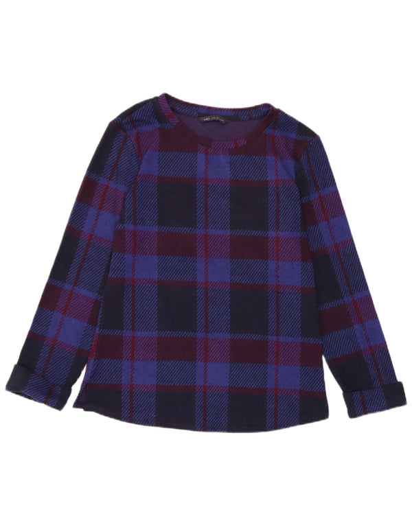 Marks & Spencer Top da donna a maniche lunghe UK 6 XS Poliestere a quadri blu navy