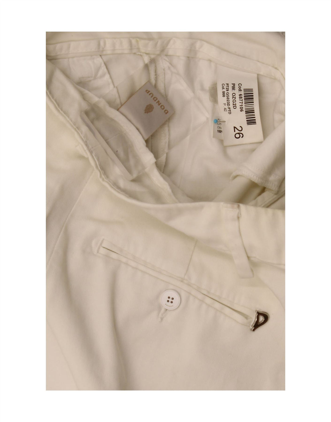 Pantaloni chino slim da donna Dondup W26 L27 cotone bianco