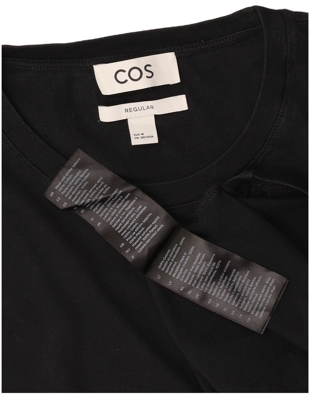 T-shirt COS da uomo vestibilità regolare, top in cotone nero medio