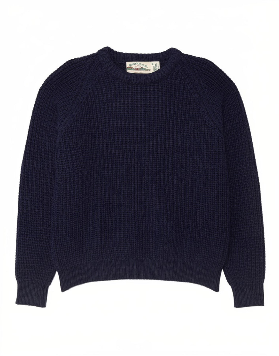 Aran Crafts Maglione da uomo girocollo in lana media blu navy