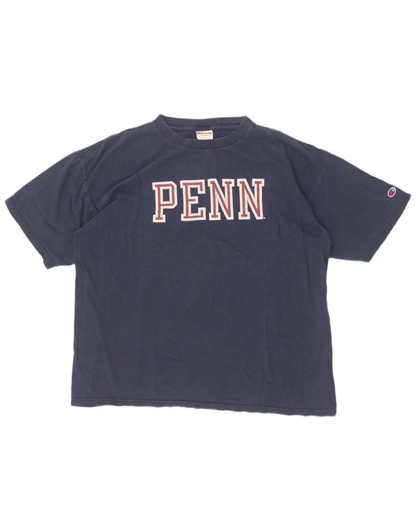 T-shirt grafica Penn da uomo Champion Top XL in cotone blu navy